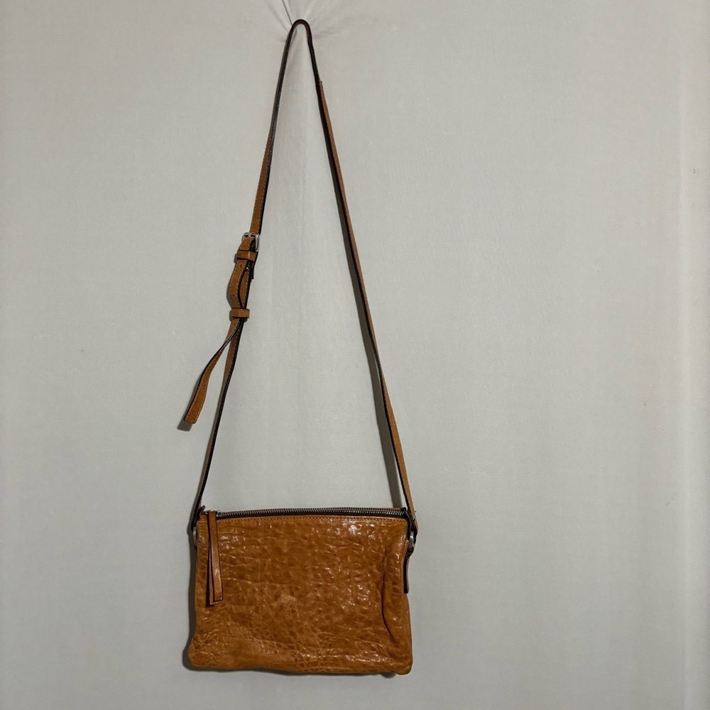Maxon Collection Pebbled Genuine Leather Crossbody Purse made in Italy zipper - Picture 3 of 14